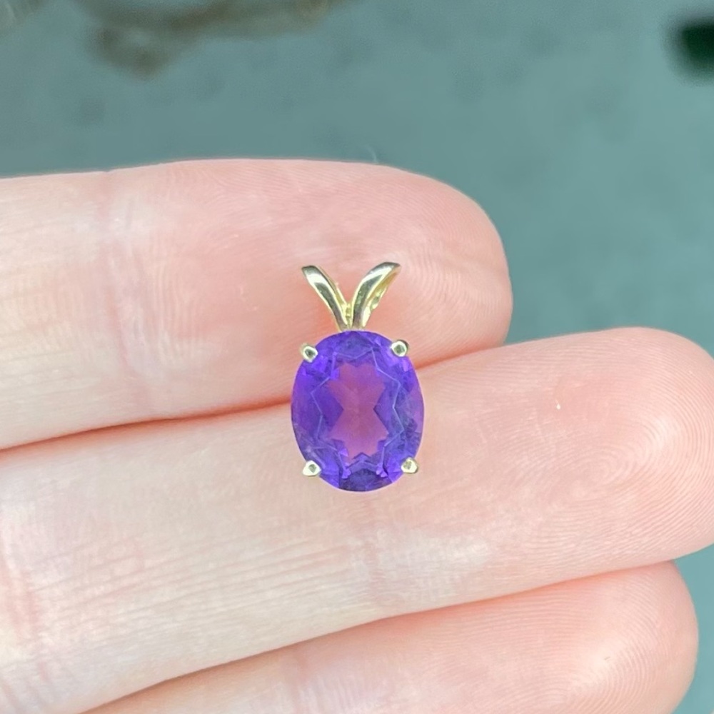Natural Amethyst and 14k pendant